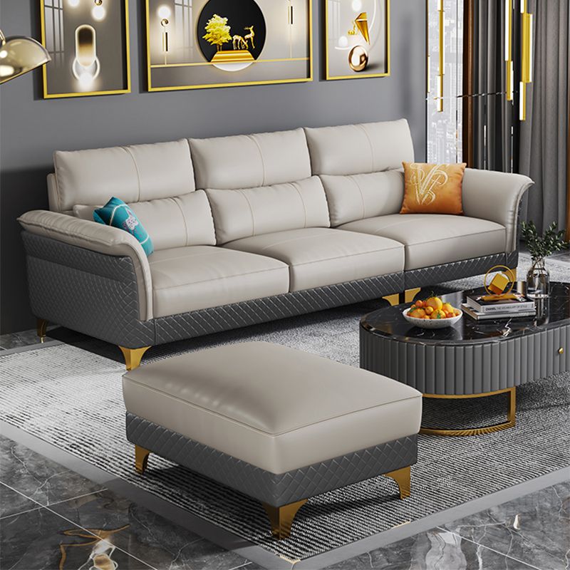 Contemporary Grey Sectional High Back Pillow Top Arm Sofa for Living Room