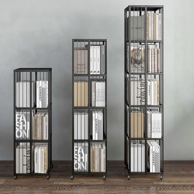 Modern & Contemporary Metal Shelf Open Back Bookcase with Caster