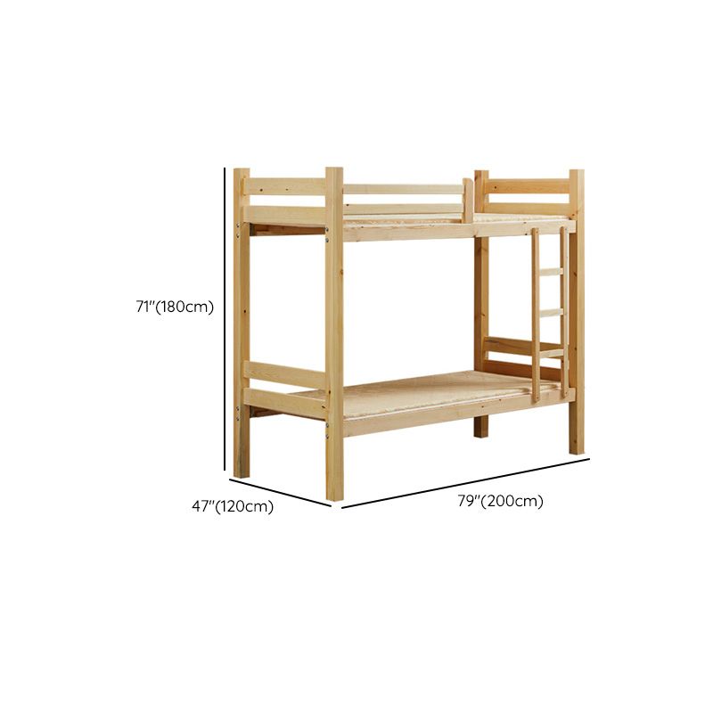 Mid-Century Modern Natural Bunk Bed with Built-In Ladder in Solid Wood