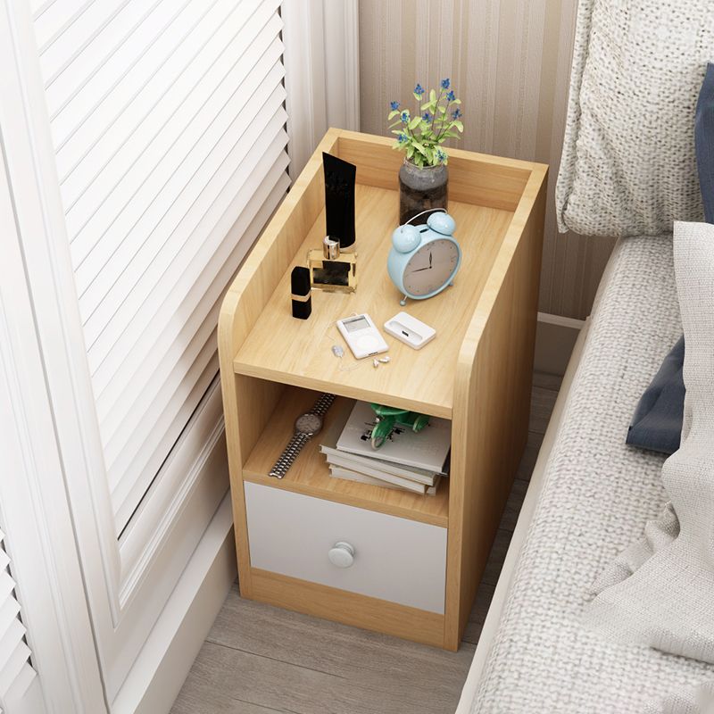 Wood Nightstand with Drawer Storage 20-inch Tall Modern Night Table