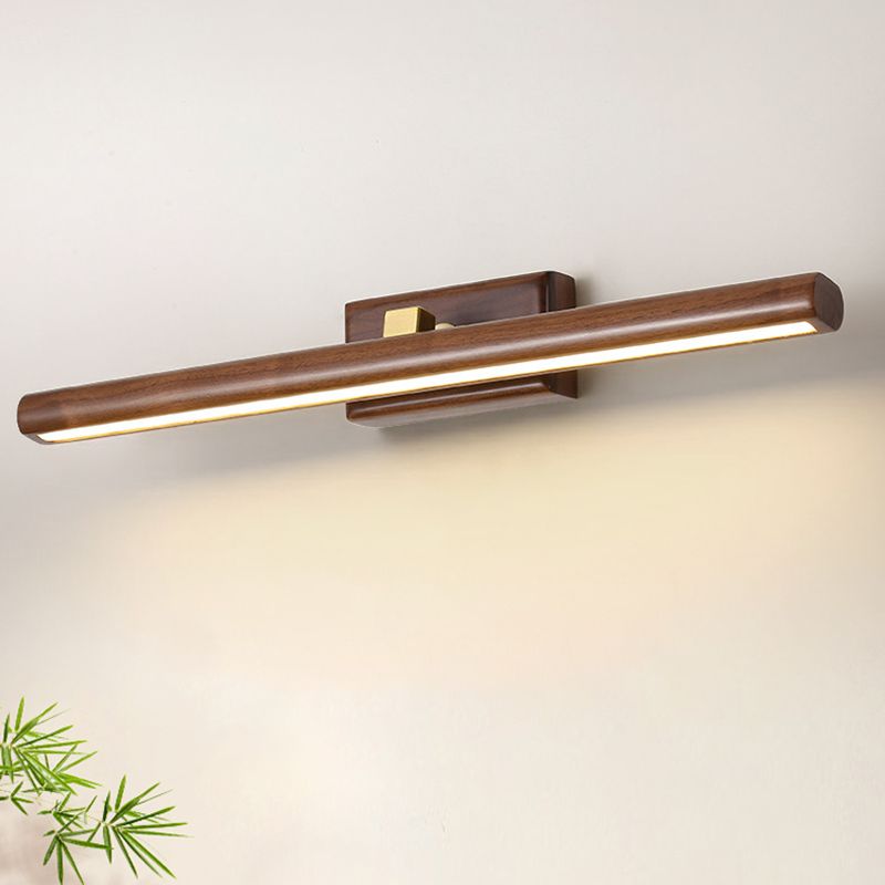 Brown Horizontal Sconce Light Fixture Contemporary Style LED Wood Wall Mount Light Fixture