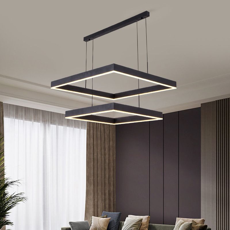 Contemporary Square Shape Chandelier Light Fixtures Restaurant Hanging Chandelier for Sitting Room