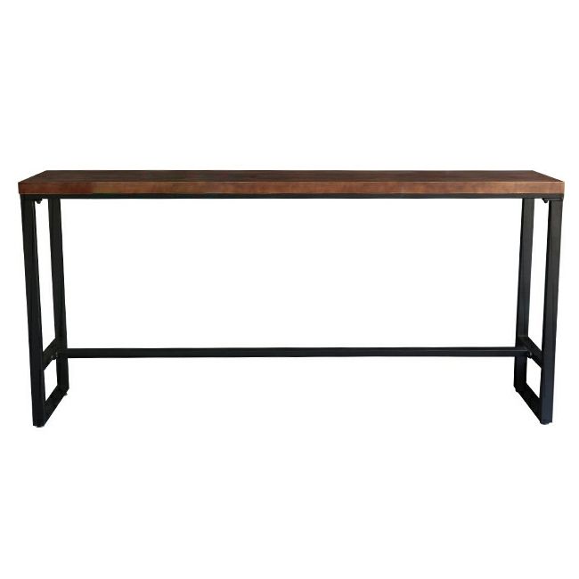 Pine Wood Bar Dining Table Industrial Rectangle Bar Table with Trestle for Dining Room