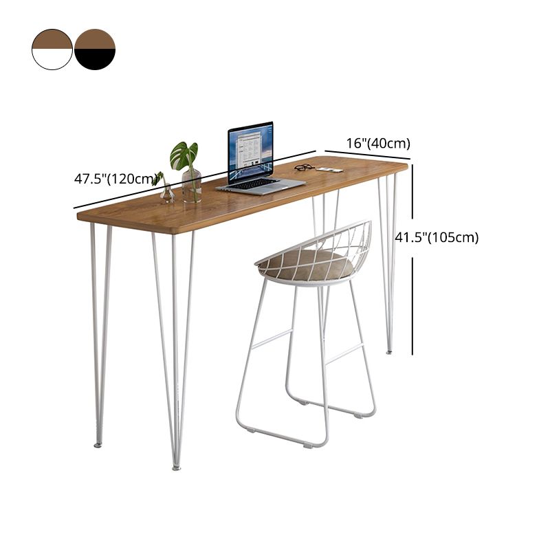 Wood Bar Dining Table Modern Rectangle Bar Table with 4 Legs Base for Dining Room Kitchen