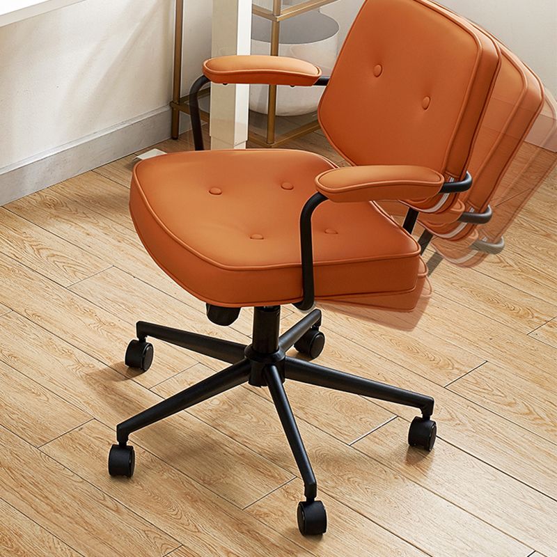 Padded Arms Desk Chair Modern Adjustable Seat Height Swivel Chair with Wheels