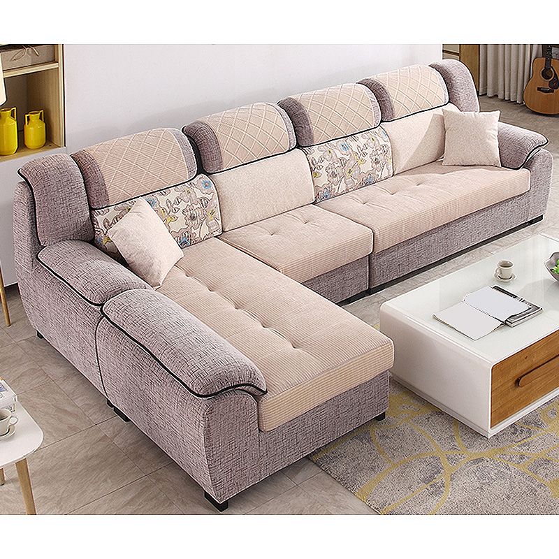 133.86"L x 70.87"W x 37.4"H Pillow Top Arm Sectional Pillow Back Sofa and Chaise