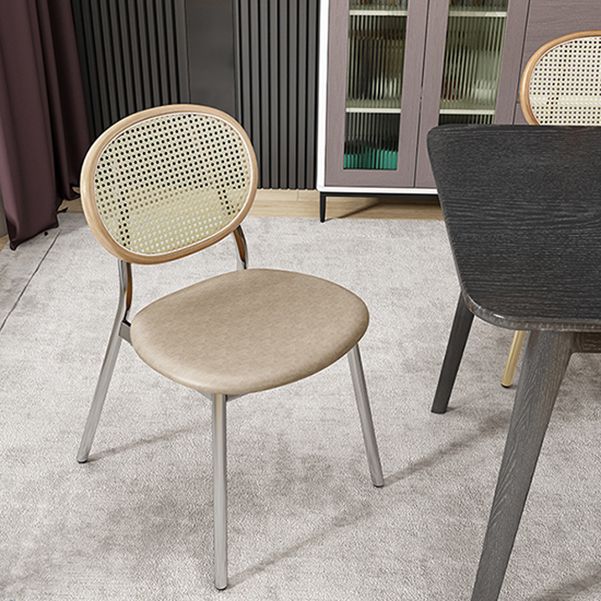 Glam Style Dining Chair Cane Back Side Dining Chair for Dining Room