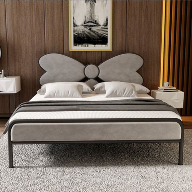 Upholstered Metal Bed Frame for Girl Modern Wire-Grid Standard Bed