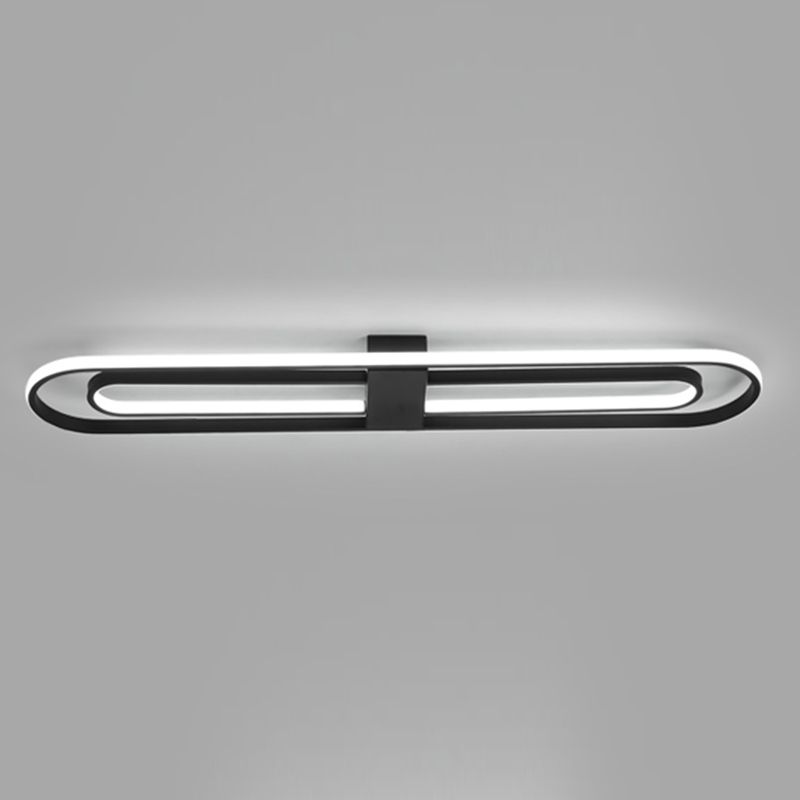 Linear Aluminum Flush Mount Black Modern Style Ceiling Light Fixture for Hallway