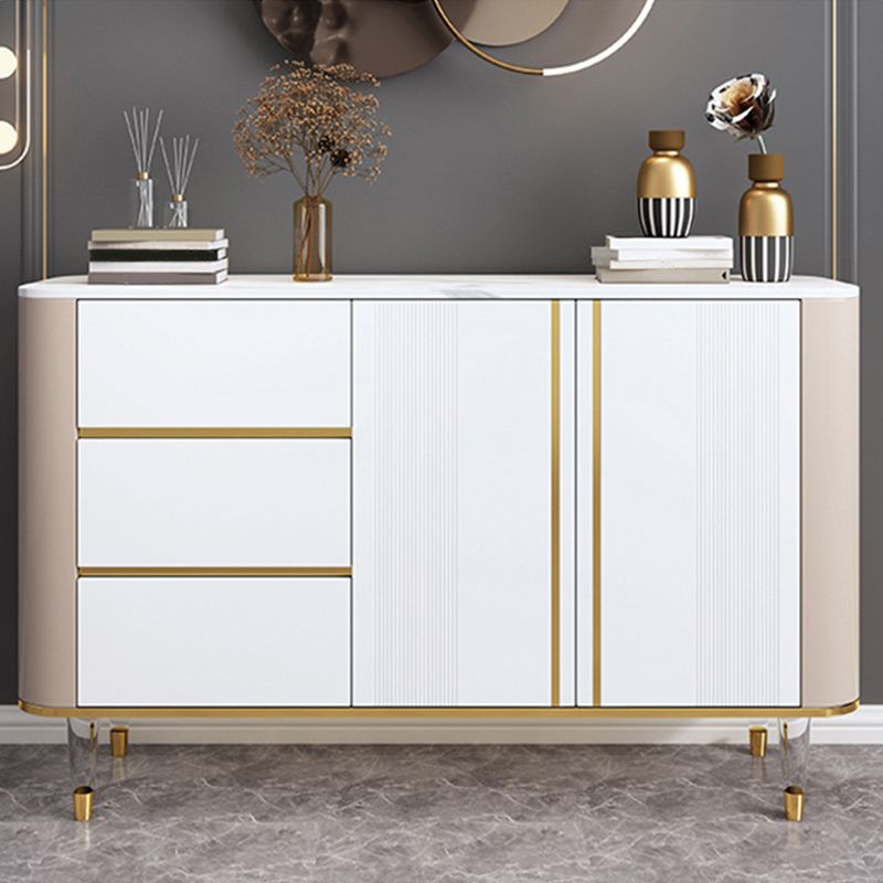 Glam Sideboard Buffet 3 Drawers and 2 Doors Adjustable Shelving Buffet Sideboard