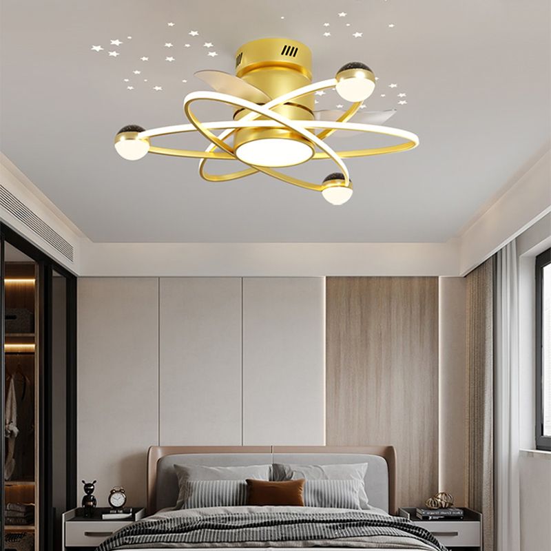 Geometric Shape Metal Ceiling Fans Modern Style Multi-Lights Ceiling Fan Fixture