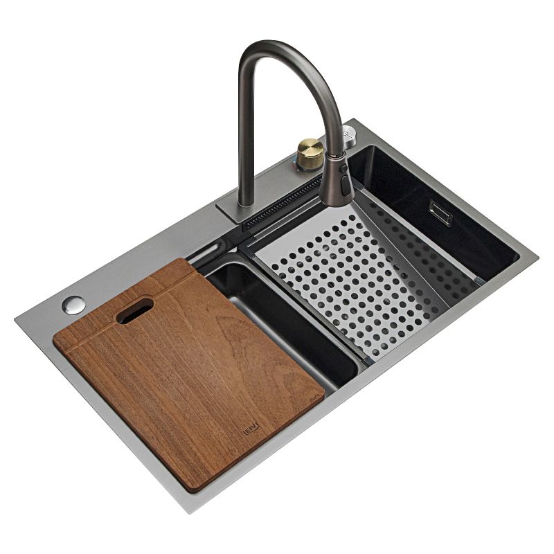 Modern Workstation Sink Stainless Steel Drop-In with Drain Strainer Kit Kitchen Sink