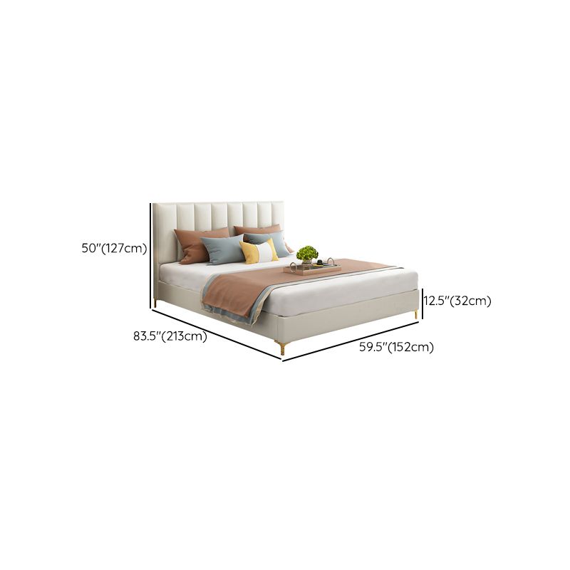 Wood and Upholstered Standard Bed Low Profile Bed with Custom Legs