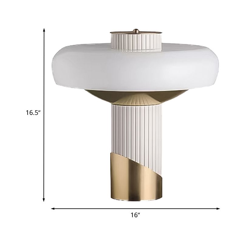 Mushroom Table Lighting Modern Metallic LED Bedroom Small Desk Lamp in White and Gold