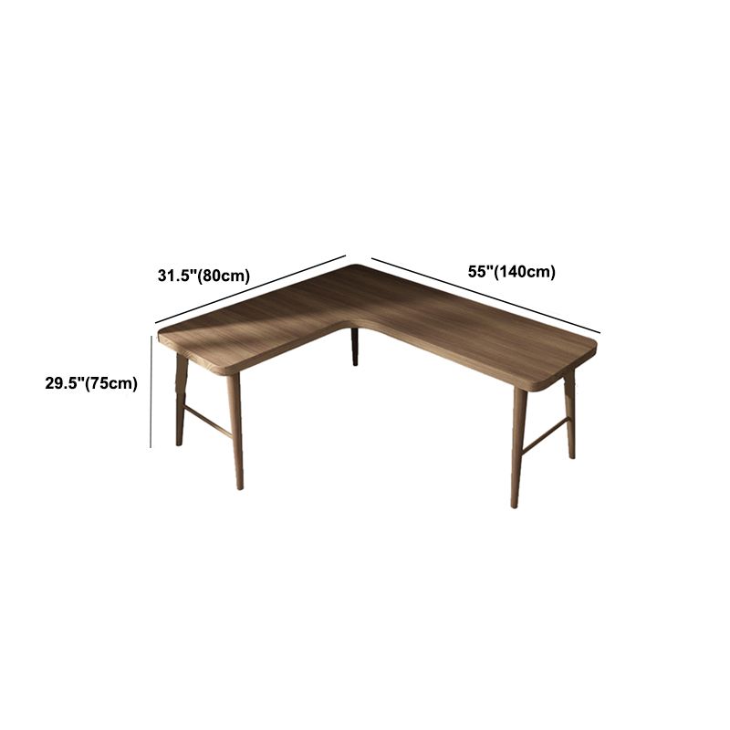 Modern Solid Wood Writing Desk L-Shape Writing Desk in Brown