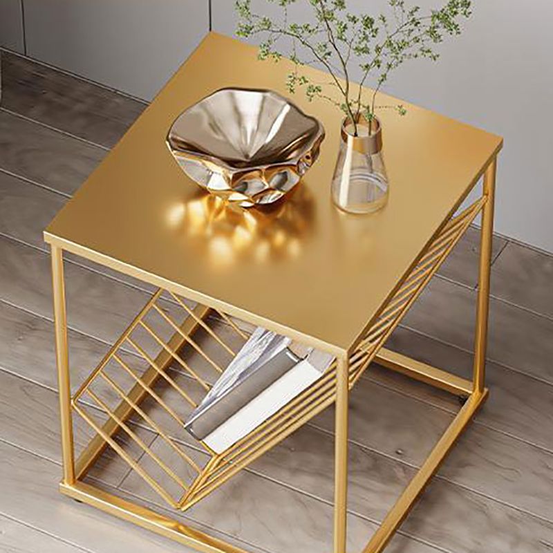 1 Shelf Glam Bedside Cabinet Metal Nightstand Open Storage Night Table  ,19.7" Tall