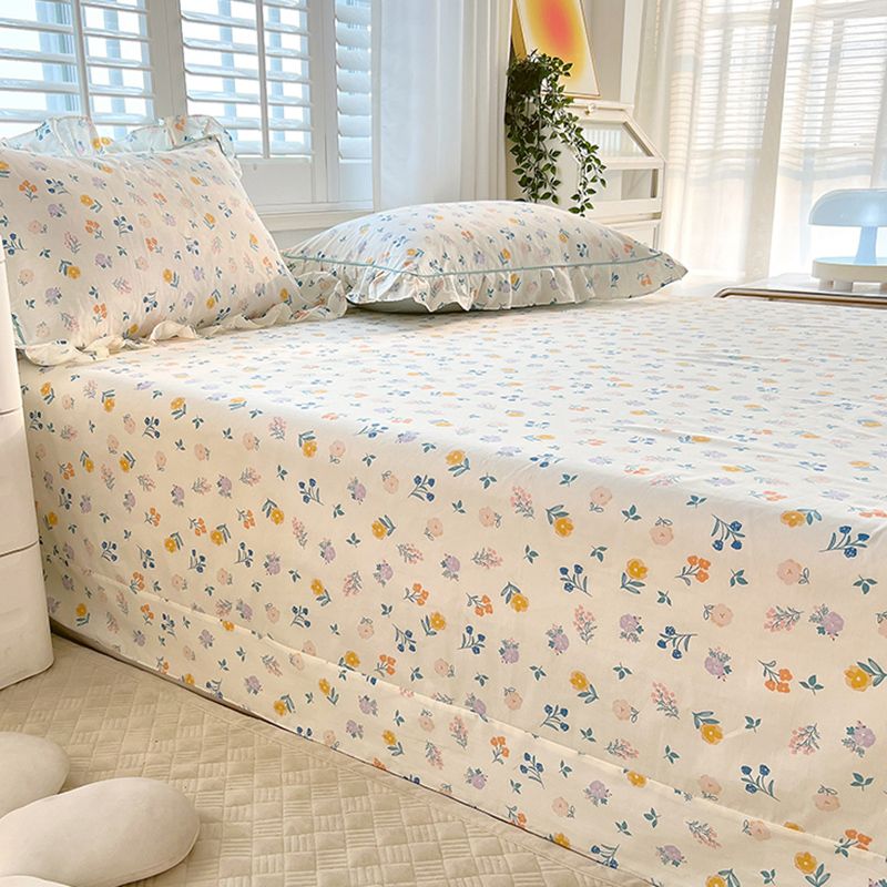 Floral Print Bed Sheet Set Modern Spring Cotton Fitted Sheet