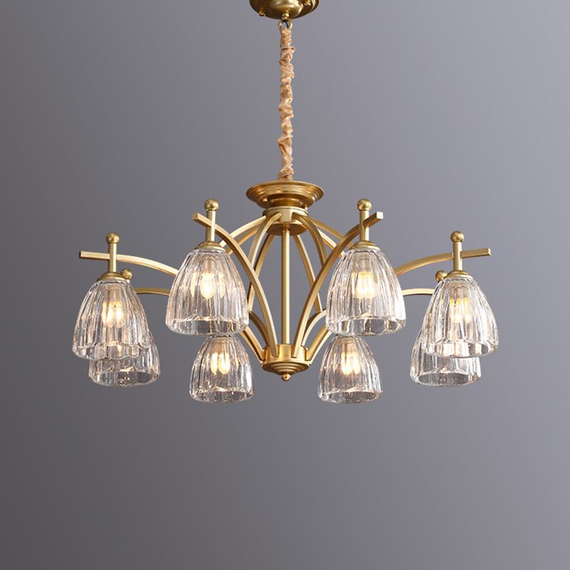 American Style Chandelier Verre Multi Light Hanging Light en or pour la chambre