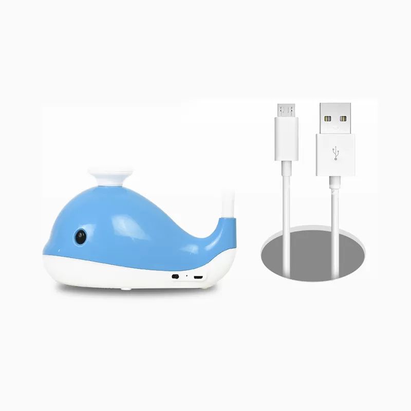 Luz de escritorio azul encantador portátil con ballena 1 luz de lectura de la cabeza con puerto de carga USB para dormitorio