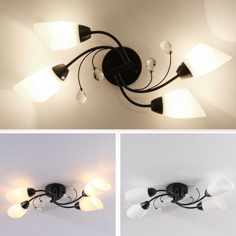 Modern Style Sputnik Shape Flush Mount Metal Ceiling Light for Bedroom