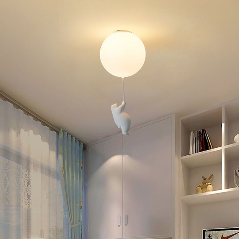 Luminaire de plafond encastré Globe pour enfants, plafonnier en verre à 1 lumière