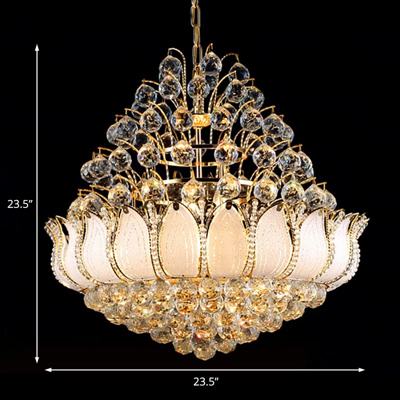 Lutus Gold Hanging Light Contemporary 9/11 Lights Faceted Crystal Ball Chandelier Lightture, 18,5 "/23,5" de large