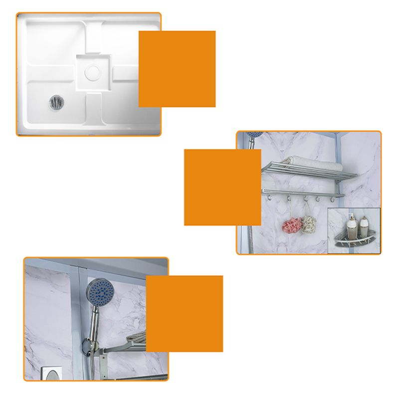 43" W X 86" H Shower Stall Semi-Frameless Rectangle Sliding Shower Kit with Base Included