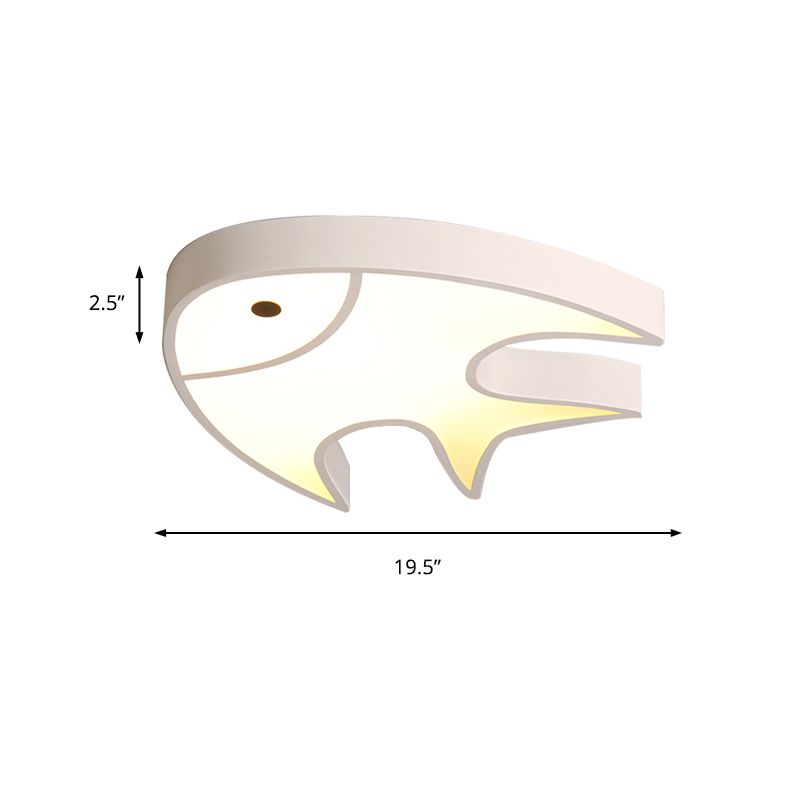 Kinder Fisch geformte Deckenleuchte Metall-Acryl Flushmount Licht in Weiß für Kindergarten