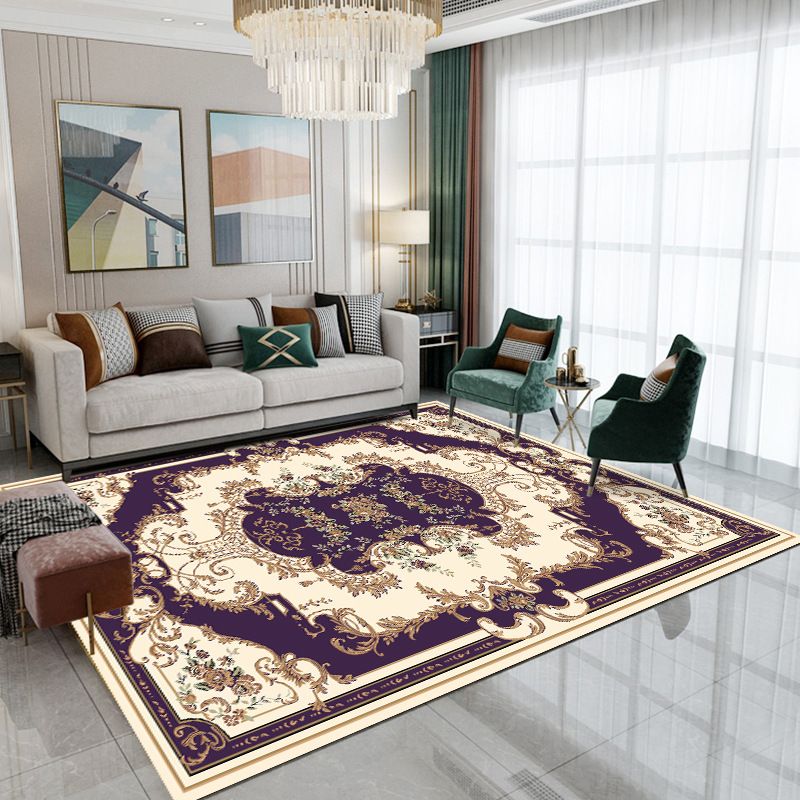 Classic Flower Print Rug Retro Gorgeous Area Carpet Non-Slip Backing Indoor Rug for Home Decor