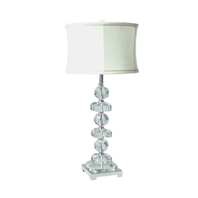 Crystal White Night Table Light Drum Single Head Traditional Style Style Style Table pour le salon