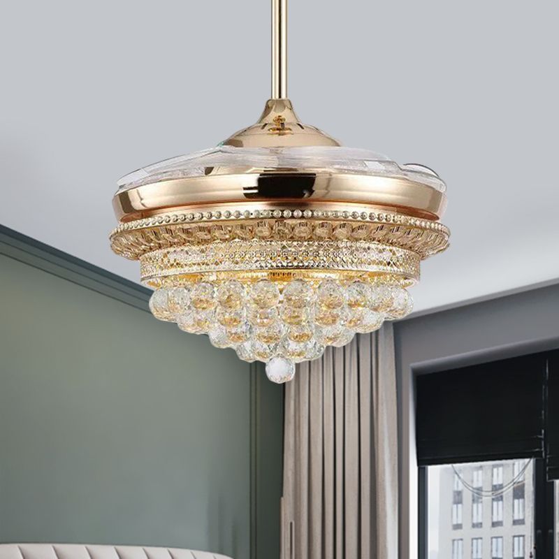 19 "W Gouden LED Conic Semi Flush Lamp Minimalisme Crystal Ball Hangende ventilator Verlichting armatuur