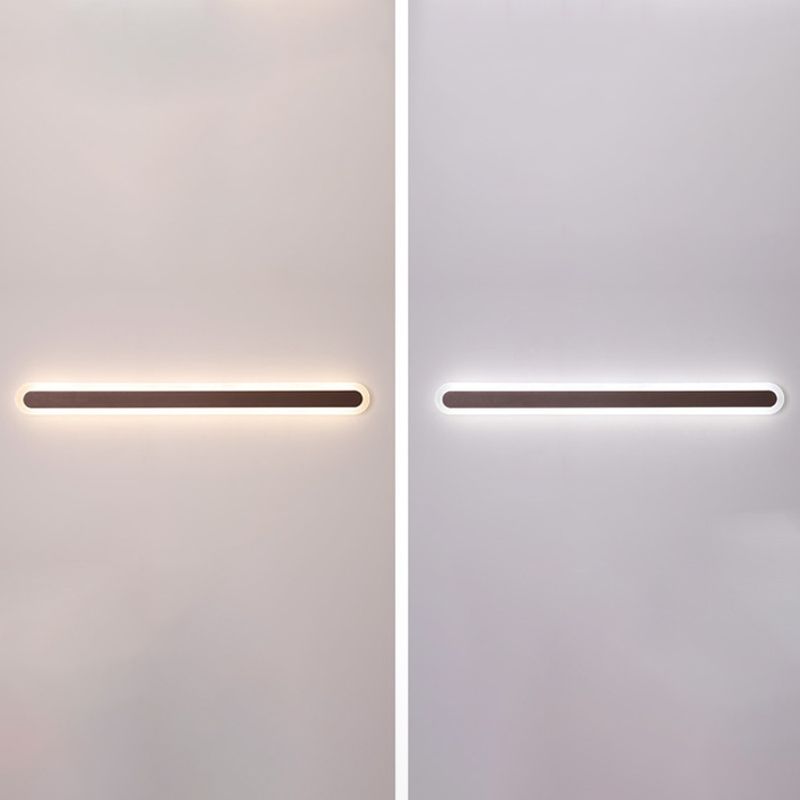 Linear Wall Light Fixture Modern Metal Single Light LED Mirror Light for Bathroom in Brown