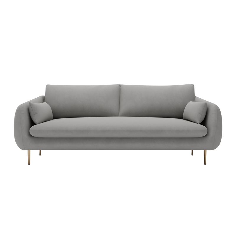 Contemporary Velvet Sofa with Pillow Cushion Back for Apartment