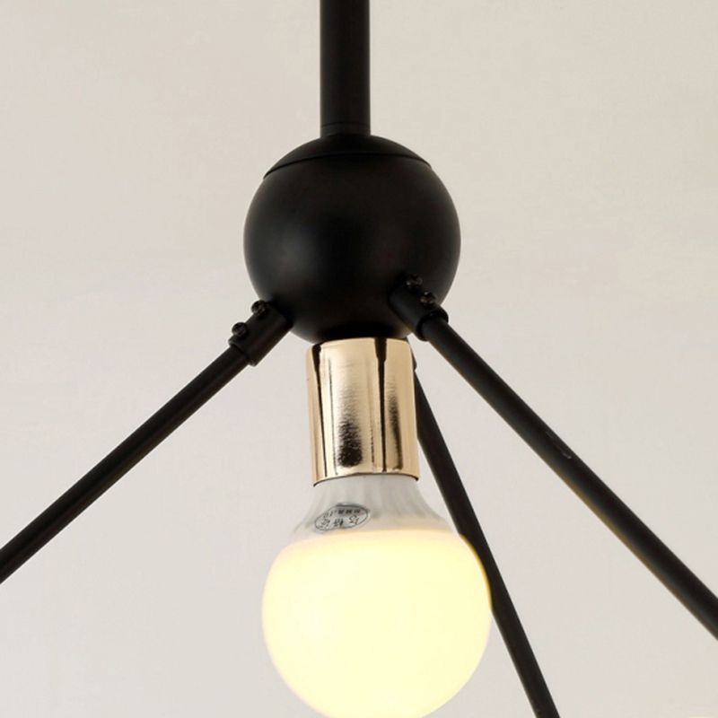 Naked Bulb Semi Flush Light Contemporary Metal 10 Lights Black Semi Flush Ceiling Light