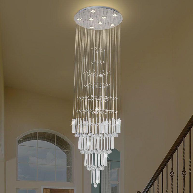 Crystal White Cluster Pendant Light Orbs and Rods 8 Lights Modern LED Hanging Ceiling Lamp