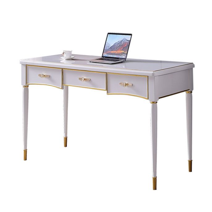 Glam Style Parsons Writing Desk Curved Writing Desk with 3 Drawers