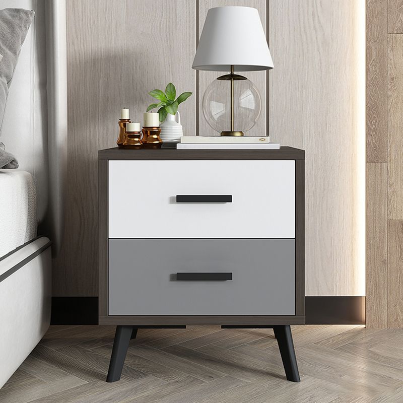 Contemporary Bed Nightstand Engineered Wood Night Table with Drawers