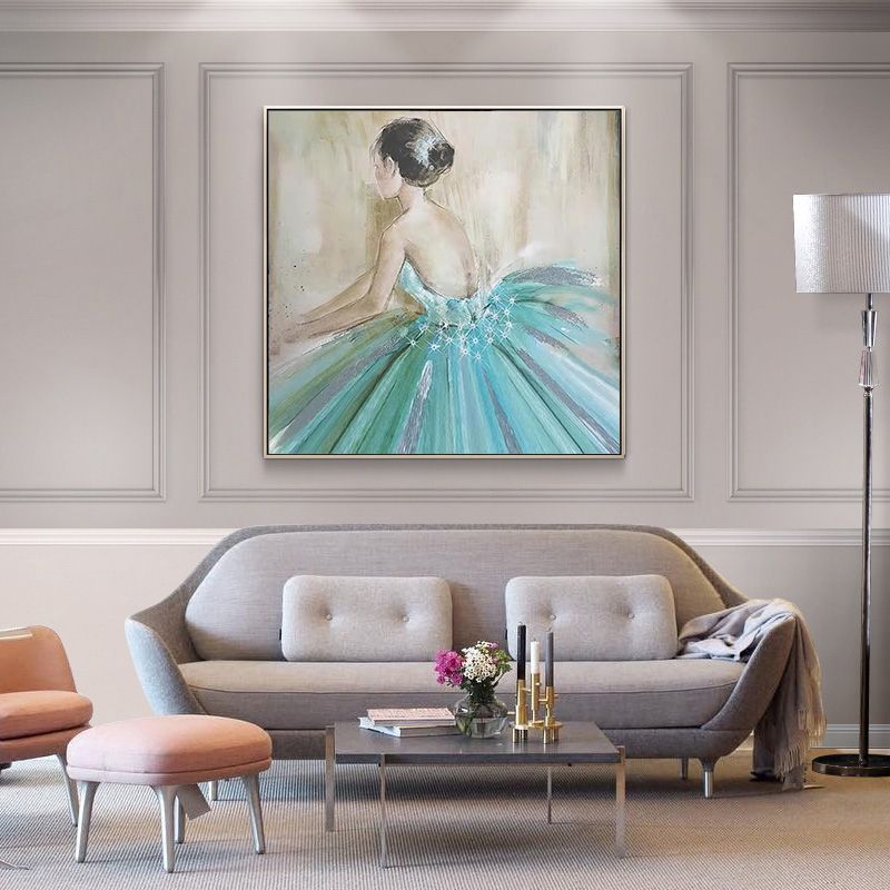 Light Color Glam Canvas Ballet Girl Art Print for Dining Room, Multiple Sizes Options