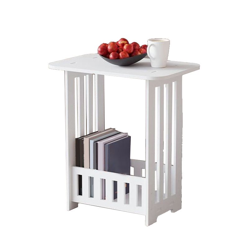 Modern Imitation Wood Nightstand Open Storage White Shelf Included Night Table