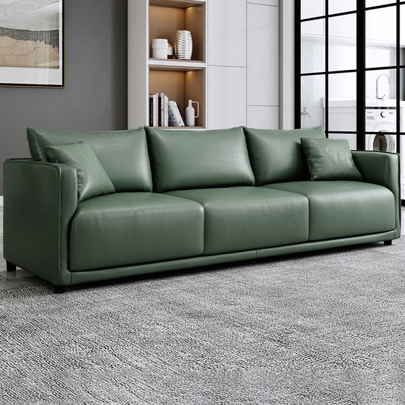 Modern 3-seater Sofa Three Pillows Back Couch with Square Arms for Apartment