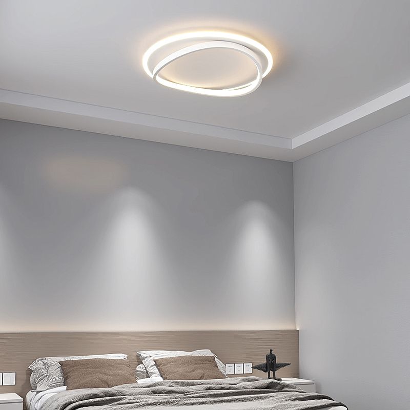 Matte White Contemporary Flush Mount Iron and Acrylic Round LED Flush