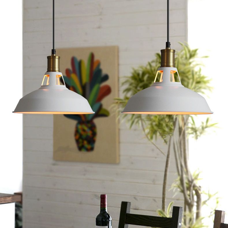 1-Light Metal Truncated Barn Shade Hanging Lamp Vintage Industrial Commercial Pendant Lighting