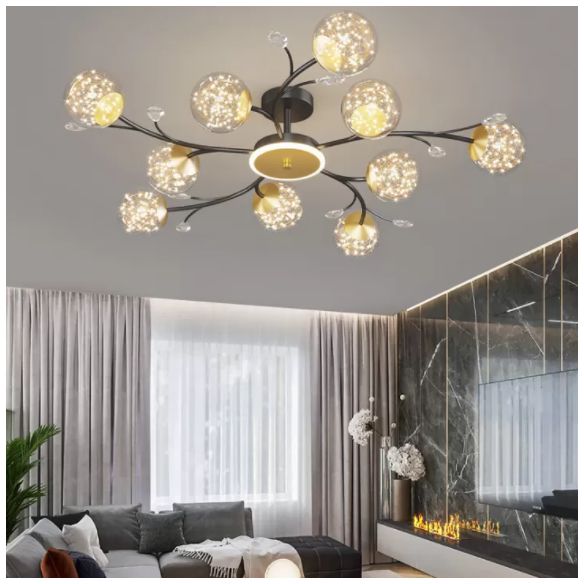 Branching Semi Flush Mount Lighting Nordic Clear Glass Living Room LED Ceiling Light