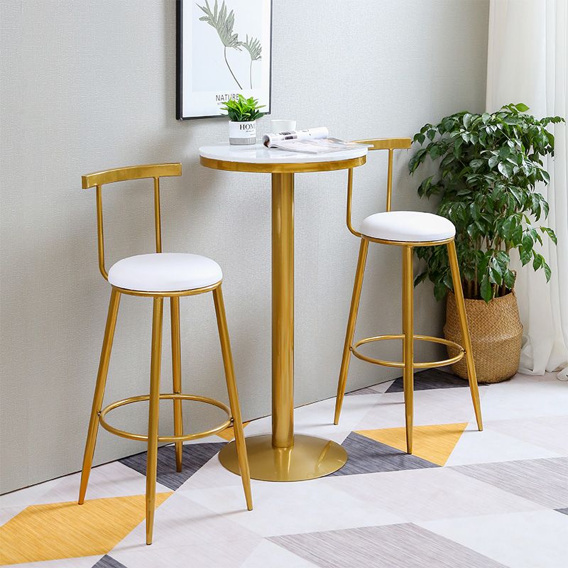 Glam Marble Counter Table with Round Table Top Gold Pedestal Table - 21.65'' Round