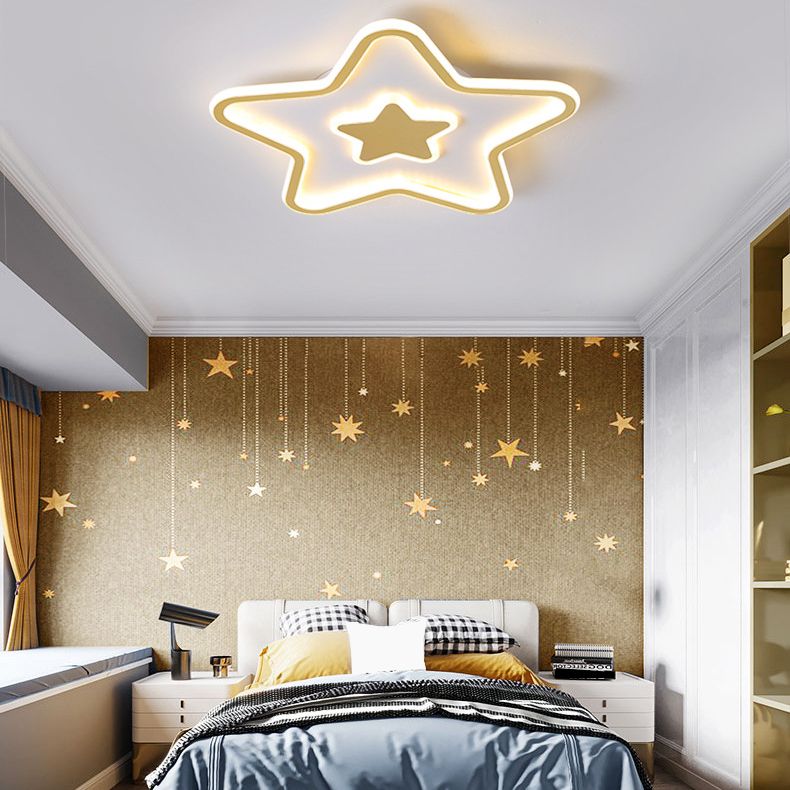 Modern Creative LED Flush Mount Acrylic Starry Ceiling Fixture in Gold