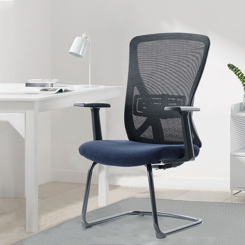 Modern Office Chair No Wheels Fixed Arms No Distressing Upholstered Desk Chair