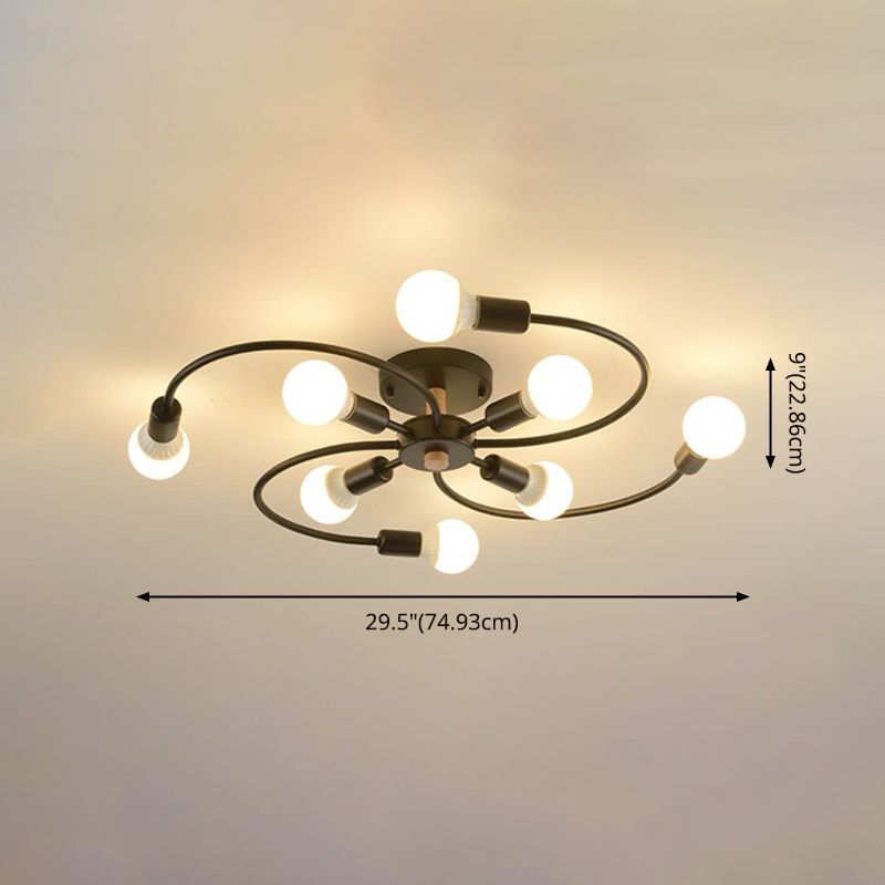 Bulbo desnudo Semi Flush Mounting Lighting de metal de estilo loft Semi Flush Mount Lighture