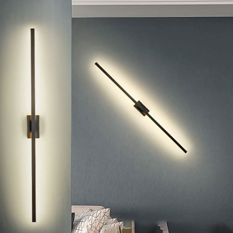 Black Strip Shape Vanity Light Modern 1-Light LED Mirror Front Light with Acrylic Shade