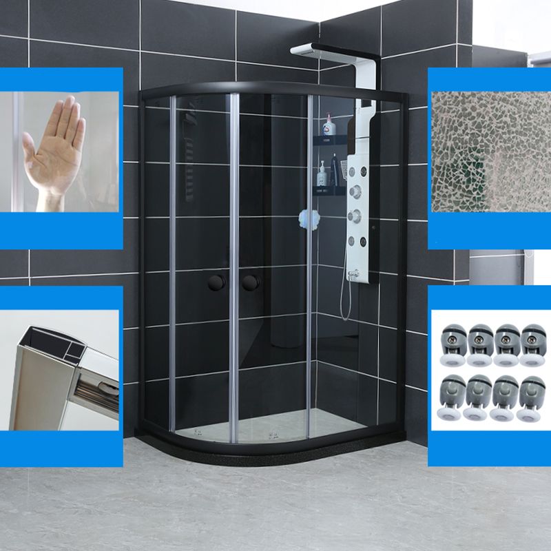 Frame Shower Bath Door Black Transparent Double Sliding Shower Doors