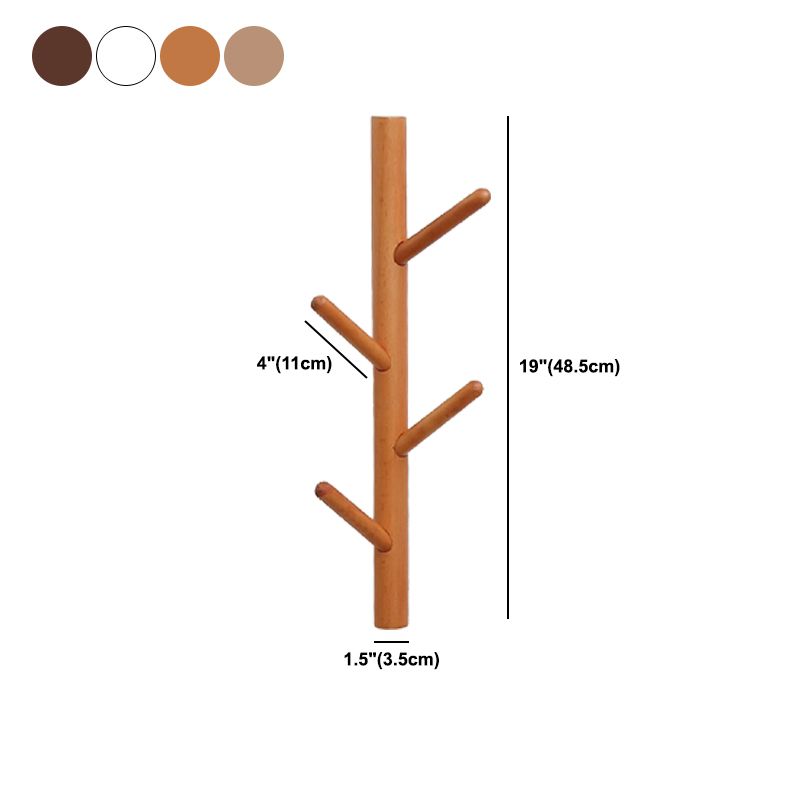 Wood Entry Hall Tree Wall-Mounted Hooks Modern Coat Hanger Coat Hanger